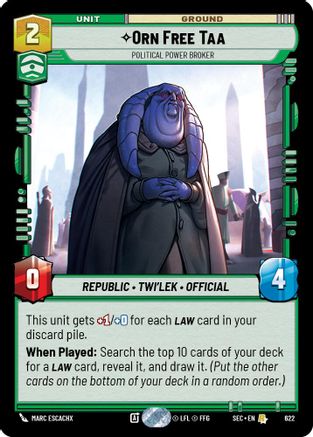Orn Free Taa - Political Power Broker (Foil) (622) [Secrets of Power] Foil Star Wars: Unlimited Single Disney