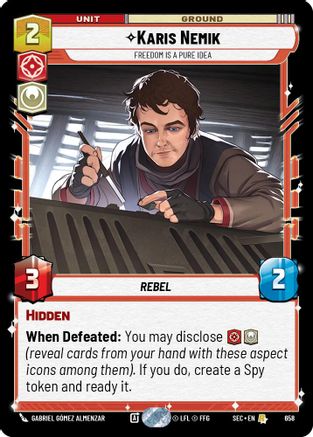 Karis Nemik - Freedom is a Pure Idea (Foil) (658) [Secrets of Power] Foil Star Wars: Unlimited Single Disney