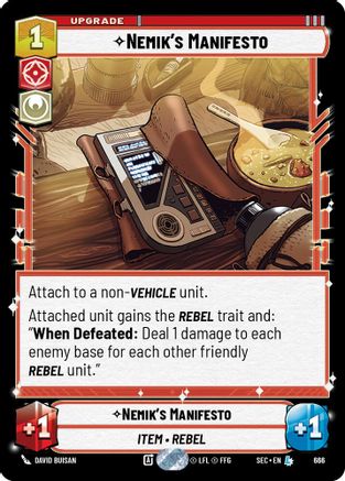 Nemik's Manifesto (Foil) (666) [Secrets of Power] Foil Star Wars: Unlimited Single Disney