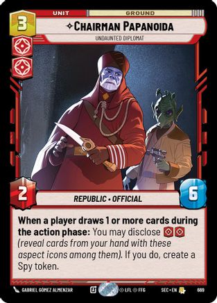 Chairman Papanoida - Undaunted Diplomat (Foil) (669) [Secrets of Power] Foil Star Wars: Unlimited Single Disney