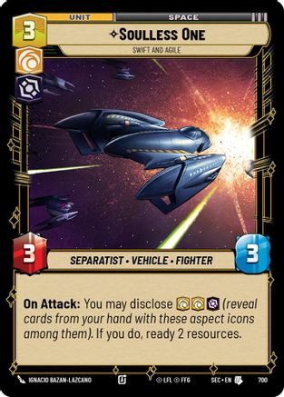 Soulless One - Swift and Agile (Foil) (700) [Secrets of Power] Foil Star Wars: Unlimited Single Disney