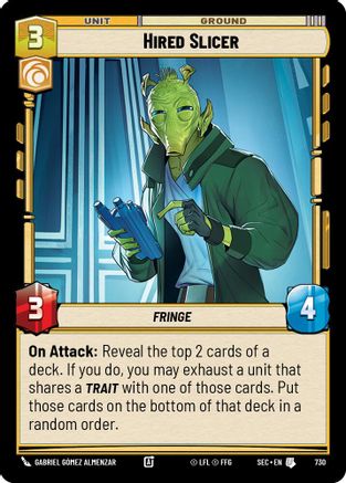 Hired Slicer (Foil) (730) [Secrets of Power] Foil Star Wars: Unlimited Single Disney