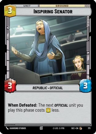 Inspiring Senator (Foil) (771) [Secrets of Power] Foil Star Wars: Unlimited Single Disney