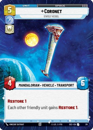Coronet - Stately Vessel (Hyperspace) (311) [Secrets of Power] Star Wars: Unlimited Single Disney