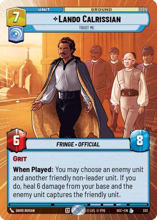 Lando Calrissian - Trust Me (Hyperspace) (332) [Secrets of Power] Star Wars: Unlimited Single Disney