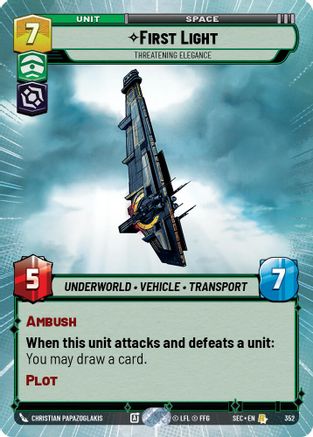 First Light - Threatening Elegance (Hyperspace) (352) [Secrets of Power] Star Wars: Unlimited Single Disney