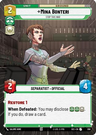 Mina Bonteri - Stop This War (Hyperspace) (358) [Secrets of Power] Star Wars: Unlimited Single Disney