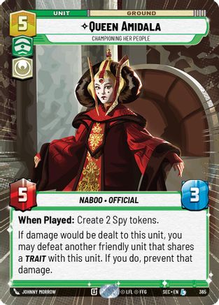 Queen Amidala - Championing Her People (Hyperspace) (365) [Secrets of Power] Star Wars: Unlimited Single Disney
