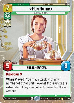 Mon Mothma - Clinging to Hope (Hyperspace) (367) [Secrets of Power] Star Wars: Unlimited Single Disney