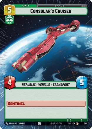 Consular's Cruiser (Hyperspace) (381) [Secrets of Power] Star Wars: Unlimited Single Disney