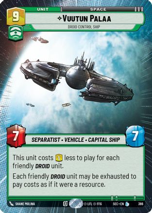 Vuutun Palaa - Droid Control Ship (Hyperspace) (386) [Secrets of Power] Star Wars: Unlimited Single Disney