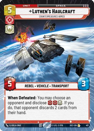 Luthen's Haulcraft - Countermeasures Armed (Hyperspace) (417) [Secrets of Power] Star Wars: Unlimited Single Disney