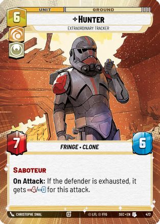 Hunter - Extraordinary Tracker (Hyperspace) (472) [Secrets of Power] Star Wars: Unlimited Single Disney