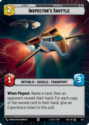 Inspector's Shuttle (Hyperspace) (524) [Secrets of Power] Star Wars: Unlimited Single Disney