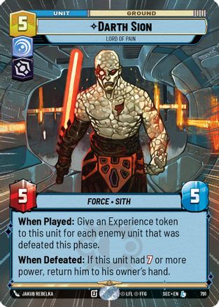 Darth Sion - Lord of Pain (Hyperspace Foil) (791) [Secrets of Power] Foil Star Wars: Unlimited Single Disney