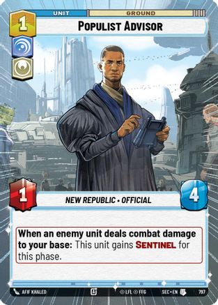 Populist Advisor (Hyperspace Foil) (797) [Secrets of Power] Foil Star Wars: Unlimited Single Disney