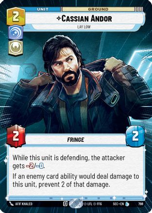 Cassian Andor - Lay Low (Hyperspace Foil) (798) [Secrets of Power] Foil Star Wars: Unlimited Single Disney