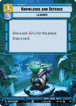 Knowledge and Defense (Hyperspace Foil) (831) [Secrets of Power] Foil Star Wars: Unlimited Single Disney