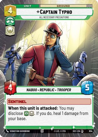 Captain Typho - All Necessary Precautions (Hyperspace Foil) (854) [Secrets of Power] Foil Star Wars: Unlimited Single Disney