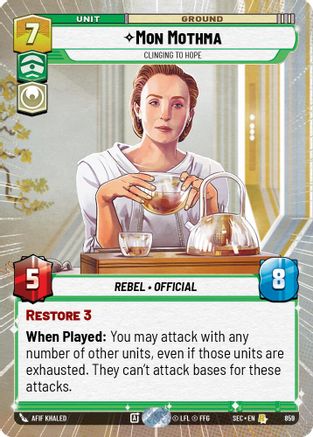 Mon Mothma - Clinging to Hope (Hyperspace Foil) (859) [Secrets of Power] Foil Star Wars: Unlimited Single Disney