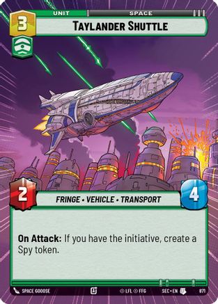 Taylander Shuttle (Hyperspace Foil) (871) [Secrets of Power] Foil Star Wars: Unlimited Single Disney