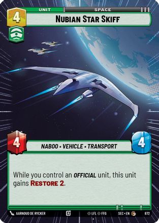 Nubian Star Skiff (Hyperspace Foil) (872) [Secrets of Power] Foil Star Wars: Unlimited Single Disney