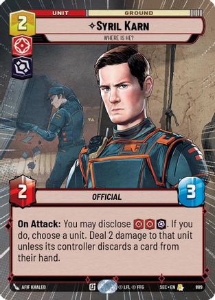 Syril Karn - Where Is He? (Hyperspace Foil) (889) [Secrets of Power] Foil Star Wars: Unlimited Single Disney