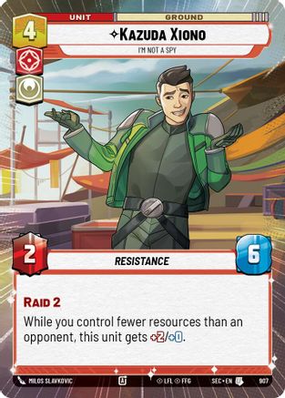 Kazuda Xiono - I'm Not A Spy (Hyperspace Foil) (907) [Secrets of Power] Foil Star Wars: Unlimited Single Disney
