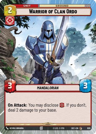 Warrior of Clan Ordo (Hyperspace Foil) (920) [Secrets of Power] Foil Star Wars: Unlimited Single Disney