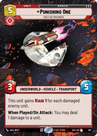 Punishing One - Takes No Prisoners (Hyperspace Foil) (927) [Secrets of Power] Foil Star Wars: Unlimited Single Disney