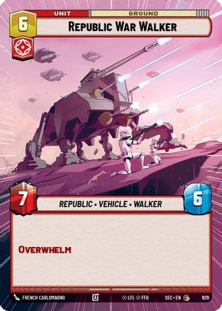 Republic War Walker (Hyperspace Foil) (929) [Secrets of Power] Foil Star Wars: Unlimited Single Disney