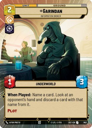 Garindan - Information Broker (Hyperspace Foil) (942) [Secrets of Power] Foil Star Wars: Unlimited Single Disney