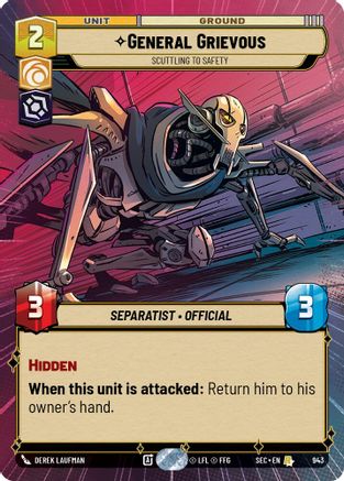 General Grievous - Scuttling to Safety (Hyperspace Foil) (943) [Secrets of Power] Foil Star Wars: Unlimited Single Disney