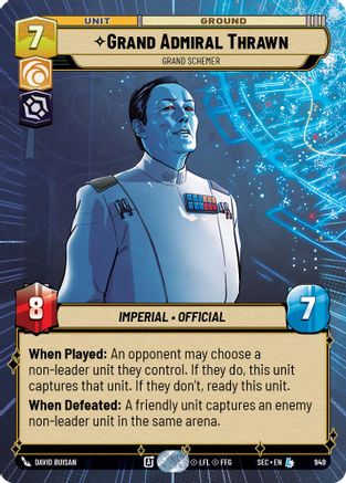 Grand Admiral Thrawn - Grand Schemer (Hyperspace Foil) (949) [Secrets of Power] Foil Star Wars: Unlimited Single Disney