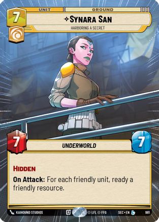 Synara San - Harboring a Secret (Hyperspace Foil) (981) [Secrets of Power] Foil Star Wars: Unlimited Single Disney