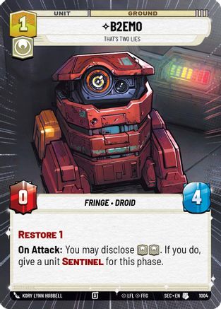 B2EMO - That's Two Lies (Hyperspace Foil) (1004) [Secrets of Power] Foil Star Wars: Unlimited Single Disney