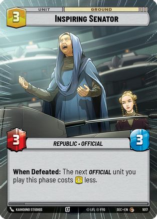 Inspiring Senator (Hyperspace Foil) (1017) [Secrets of Power] Foil Star Wars: Unlimited Single Disney