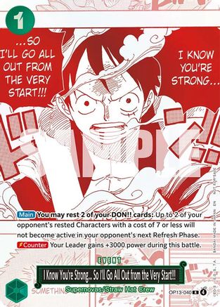 I Know You're Strong... So I'll Go All Out from the Very Start!!! (3rd Anniversary Treasure Campaign Pack) (OP13-040) [One Piece Promotion Cards] Foil One Piece Single Bandai