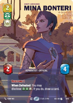 Mina Bonteri - Stop This War (Prestige) (1040) [Secrets of Power] Star Wars: Unlimited Single Disney