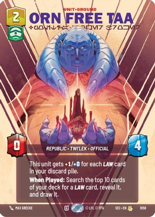Orn Free Taa - Political Power Broker (Prestige) (1058) [Secrets of Power] Star Wars: Unlimited Single Disney