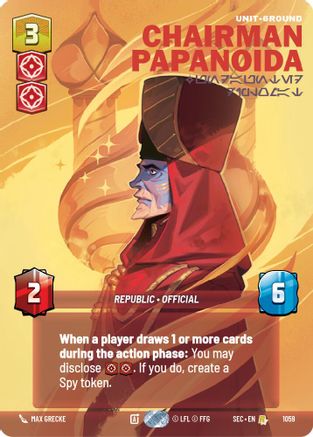 Chairman Papanoida - Undaunted Diplomat (Prestige) (1059) [Secrets of Power] Star Wars: Unlimited Single Disney