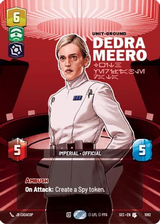 Dedra Meero - With Verifiable Data (Prestige Foil) (1092) [Secrets of Power] Foil Star Wars: Unlimited Single Disney