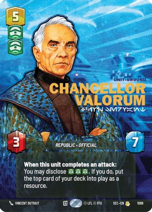 Chancellor Valorum - Civil Servant (Prestige Foil) (1099) [Secrets of Power] Foil Star Wars: Unlimited Single Disney