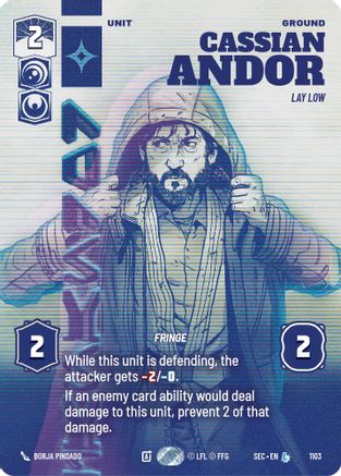 Cassian Andor - Lay Low (Prestige Foil) (1103) [Secrets of Power] Foil Star Wars: Unlimited Single Disney