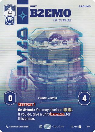 B2EMO - That's Two Lies (Prestige Foil) (1110) [Secrets of Power] Foil Star Wars: Unlimited Single Disney