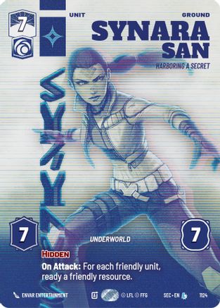 Synara San - Harboring a Secret (Prestige Foil) (1124) [Secrets of Power] Foil Star Wars: Unlimited Single Disney