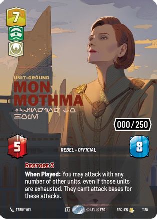 Mon Mothma - Clinging to Hope (Serialized) (1128) [Secrets of Power] Foil Star Wars: Unlimited Single Disney