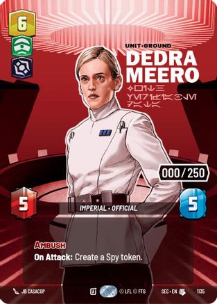Dedra Meero - With Verifiable Data (Serialized) (1135) [Secrets of Power] Foil Star Wars: Unlimited Single Disney