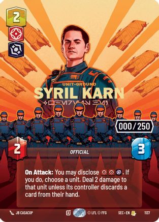 Syril Karn - Where Is He? (Serialized) (1137) [Secrets of Power] Foil Star Wars: Unlimited Single Disney