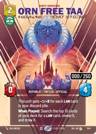 Orn Free Taa - Political Power Broker (Serialized) (1144) [Secrets of Power] Foil Star Wars: Unlimited Single Disney